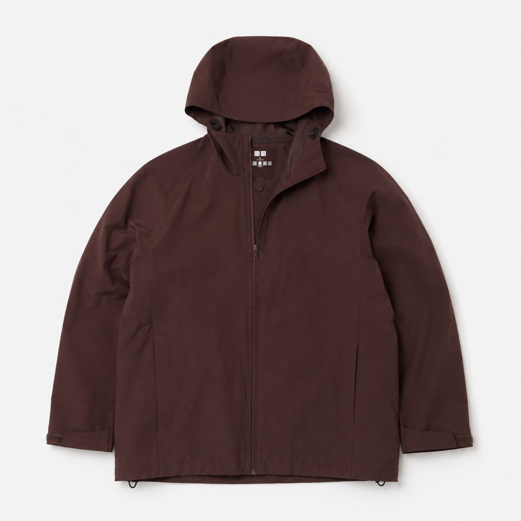 Uniqlo Blocktech Parka Dark Brown Water Repellent - Preloved Grade A Size XL - Second Original