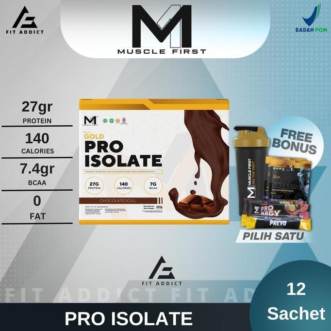 New- M1 Muscle First Gold Pro Isolate Box Isi 1 Sachet Whey Protein Isolate Musclefirst