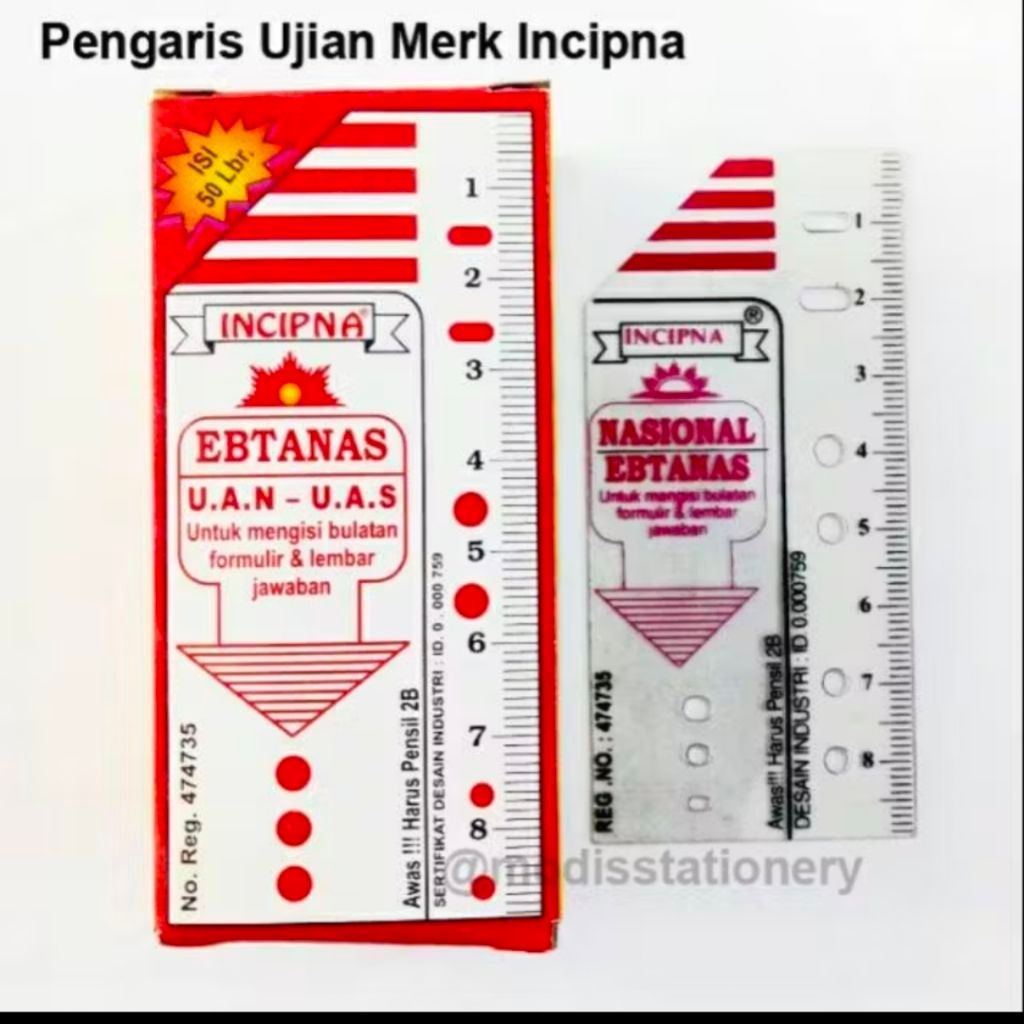 INCIPNA Penggaris Ujian 2B Plastik Untuk SD SMP SMA UAS UN EBTANAS
