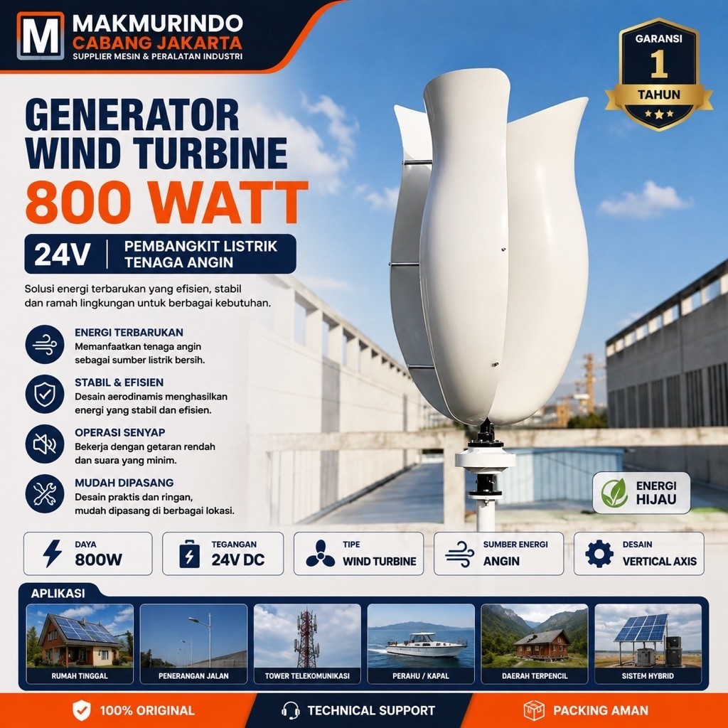 Turbin Angin 800W 24V Generator Wind Turbine Pembangkit Listrik Tenaga Angin