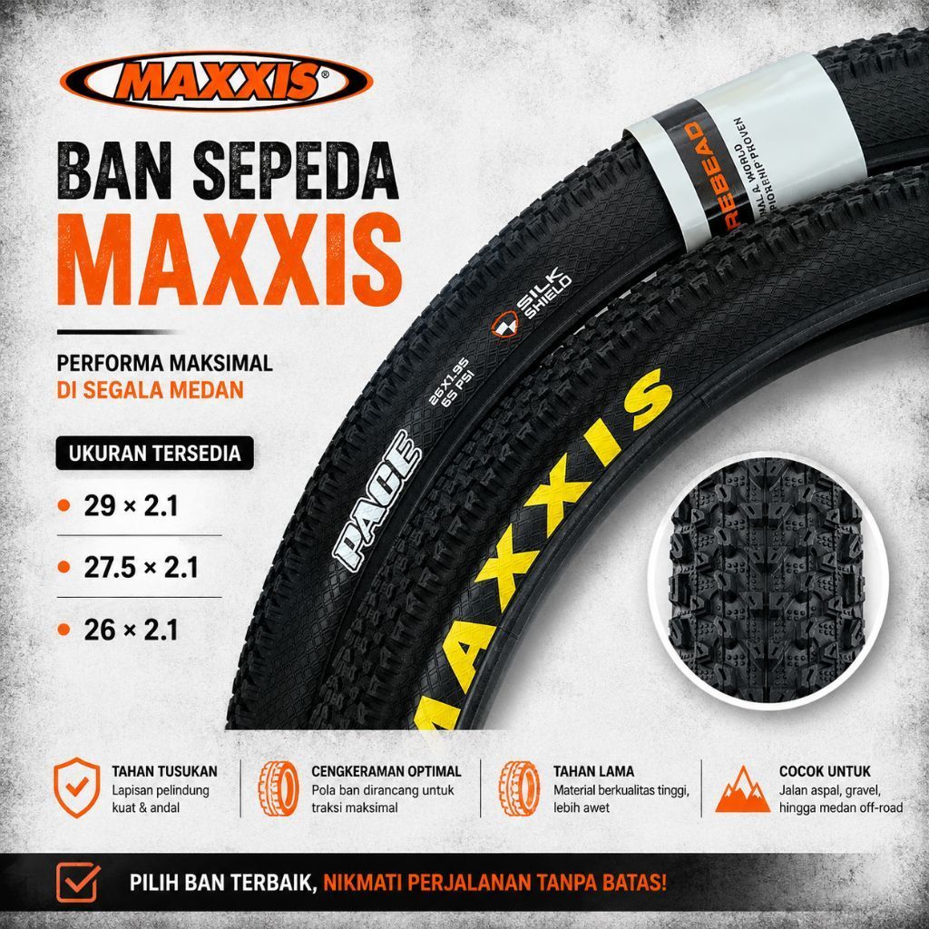 Ban Luar Sepeda Maxxis PACE M333 Ukuran 29/27,5/26inc Lebar 2.10 Kevlar/Folding