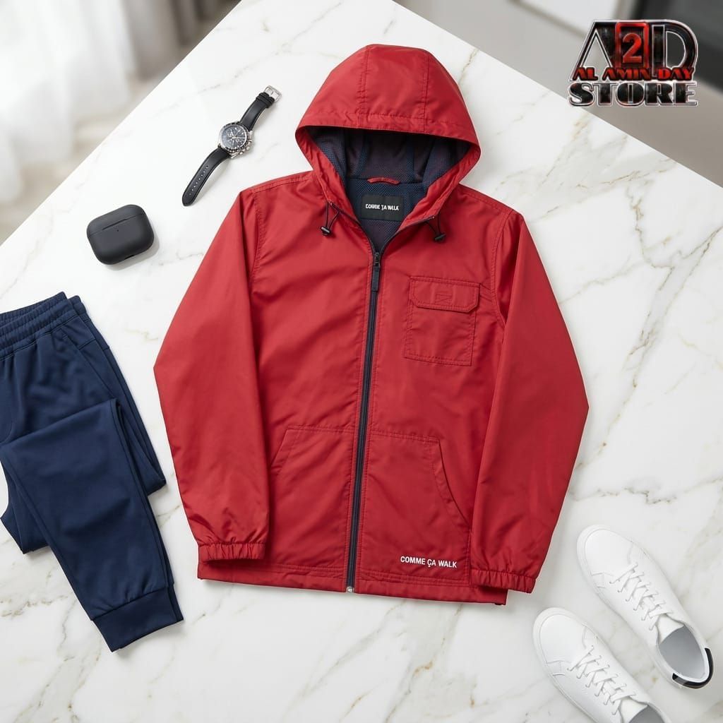 Comme Ca Walk Jacket Merah Parasut Tebal