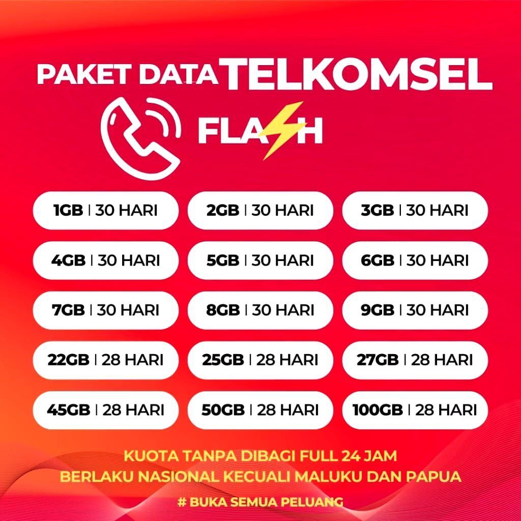 Paket Data Data Telkomsel Simpati As Loop Flash 1GB 2GB 3GB 4GB 5GB 8GB