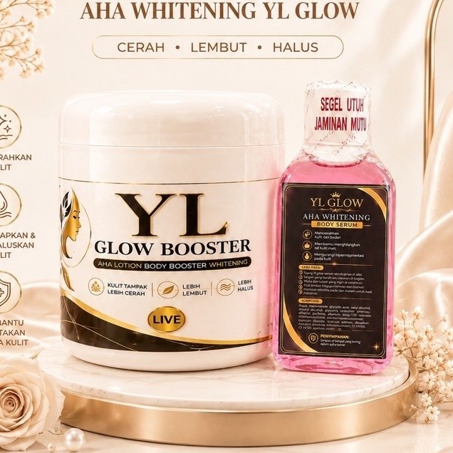 BOOSTER WHITENING YL GLOW & AHA WHITENING YL GLOW(BISA DI GUNAKAN BUAT BUSUI DAN BUMIL)