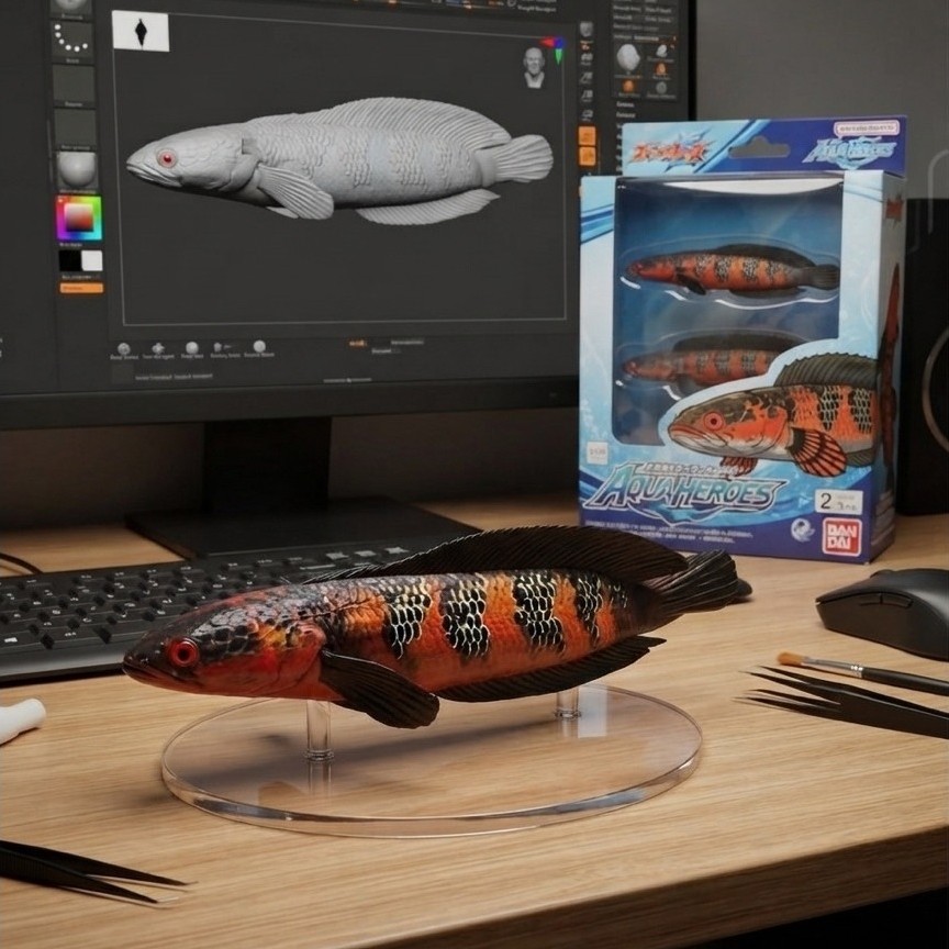 Aksesoris Aquarium Patung Channa Red Sampit