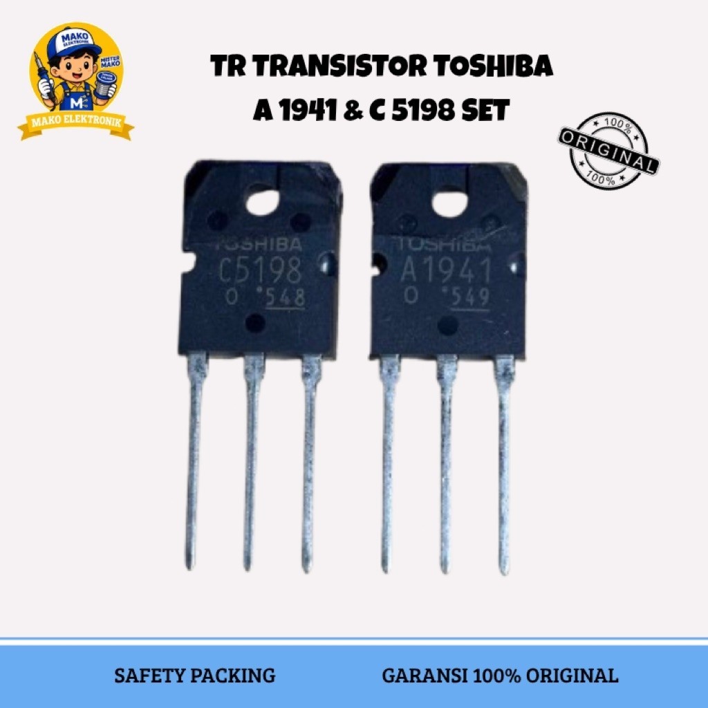 TR TRANSISTOR TOSHIBA A 1941 & C 5198 II SET ASLI A1941 C5198