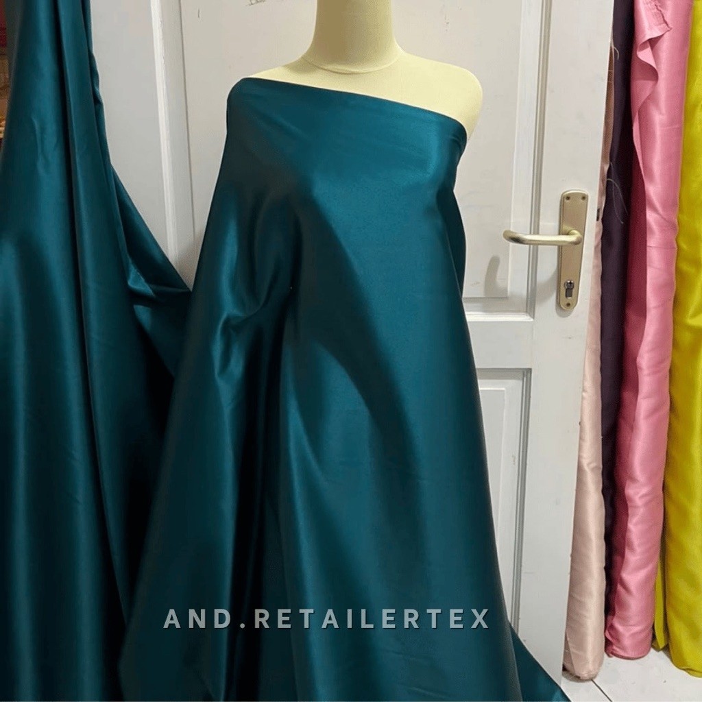 Bahan Kain satin velvet Silk Premium Warna emerald Green hijau Emerald Bahan Dress Baju gamis Brides