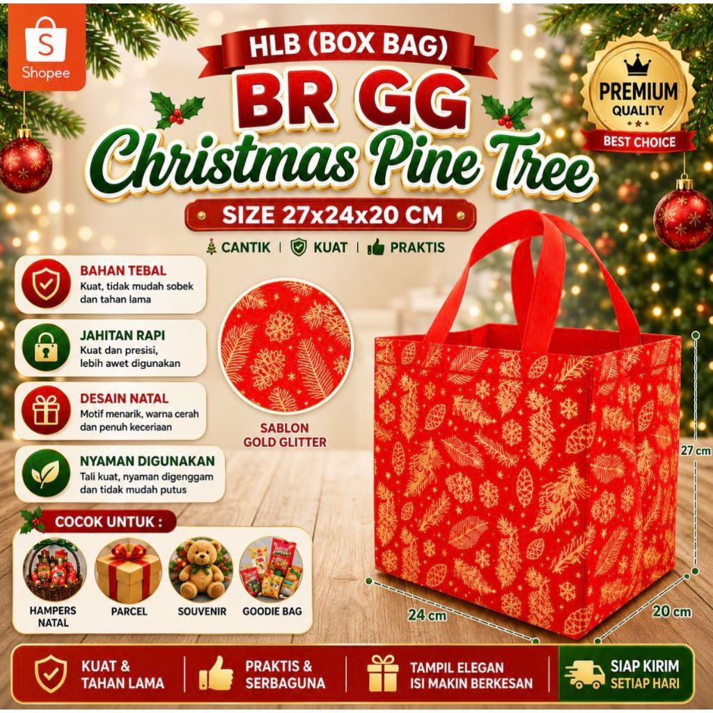 (INSTAN - LANGSUNG KIRIM) Goodie Bag Natal | Tas Hampers Natal | Tas Souvenir Natal | Tas Bingkisan 