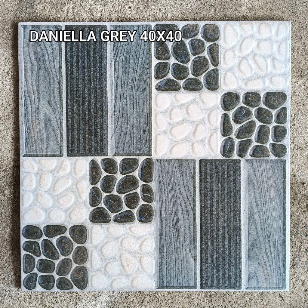 Keramik Lantai Kasar 40x40 Artemis Daniella Grey Motif Batu KW1