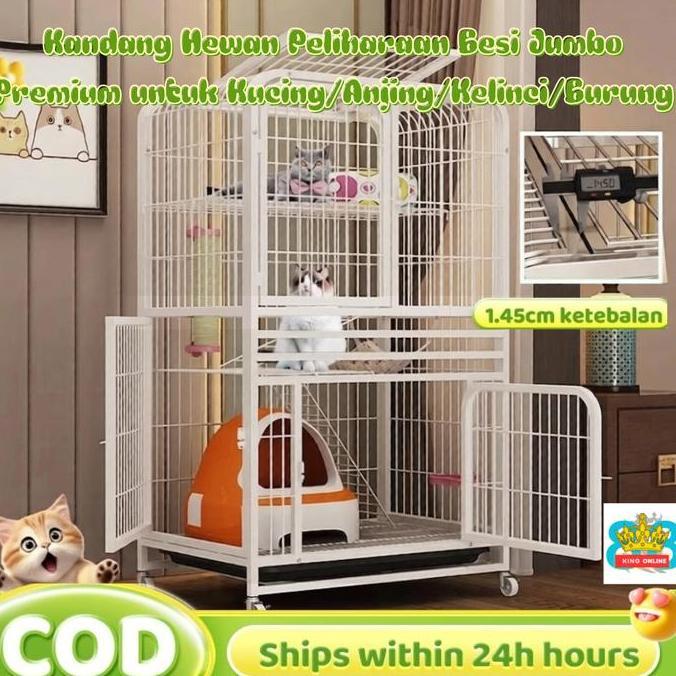 Kandang Besi Jumbo Premium Kucing/Anjing/Kelinci/Burung Anti Karat, Kuat dan Kokoh untuk Indoor & Ou