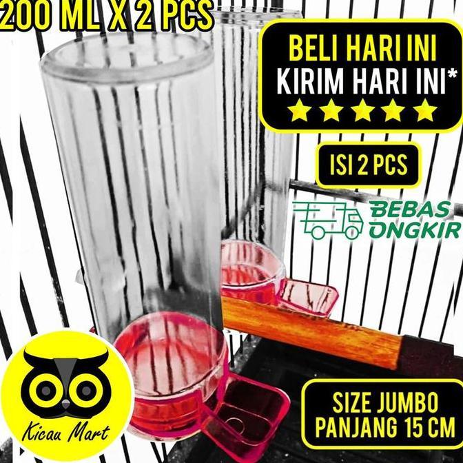 Kicau Mart Dispenser Burung Tabung Panjang Pasang Dalam Sangkar Ternak Batre Kenari Dispenser 1 Set 