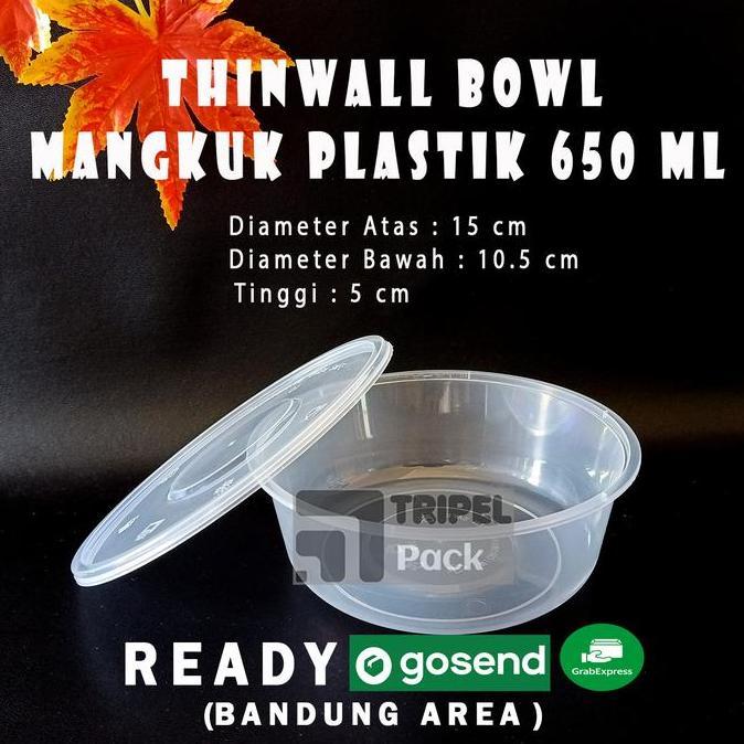 (Good) Thinwall Bowl Mangkok Plastik Cup Puding Bulat 650 ml