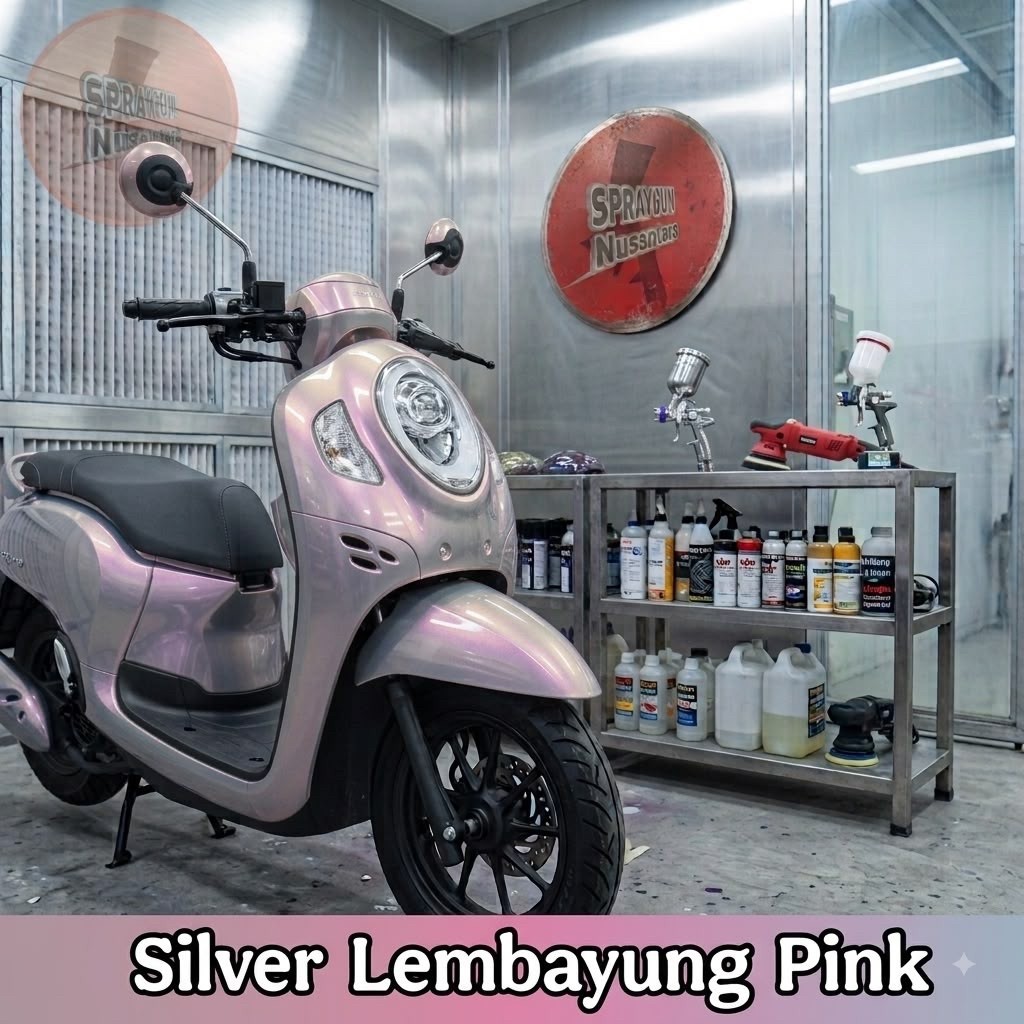 Cat Silver Effect Pink PU (1 PAKET PLUS DASAR) - Silver Lembayung Pink FREE Lembayung Pink