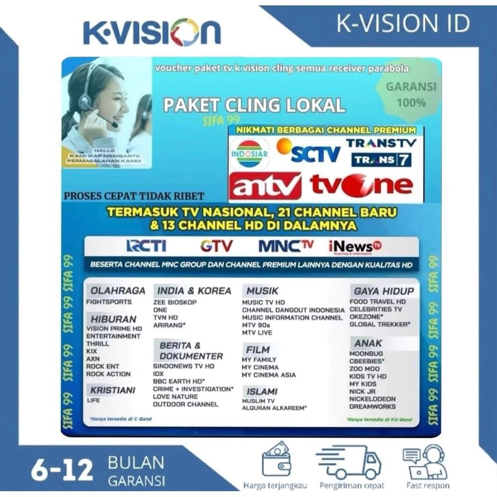 K VISION Paket CLING 1Tahun/06 Bln /MNC GROUP K-VISION CL12