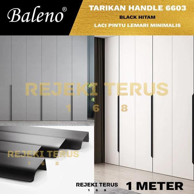 (Good) Tarikan 6603 1 METER Handle Pintu Lemari Hitam Black Panjang Minimalis