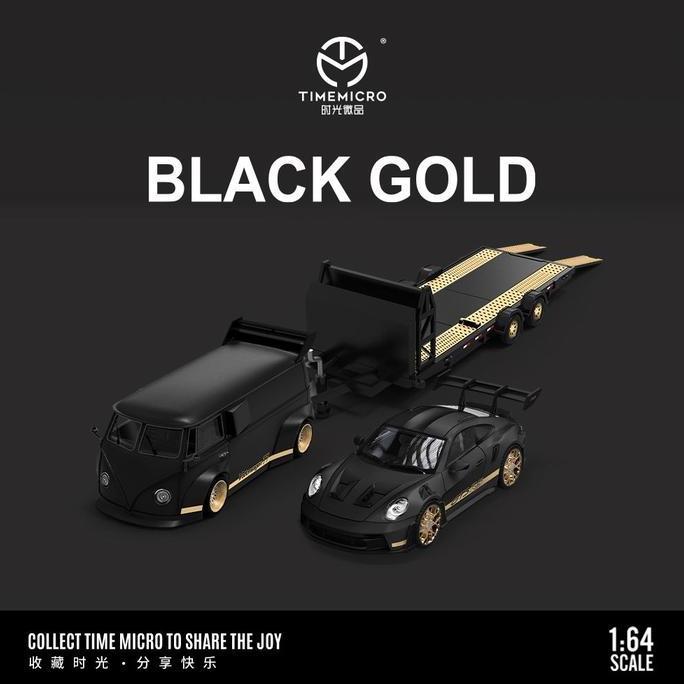 TM642945 TM644634 - Time Micro Porsche 992 GT3 RS Volkswagen T1 VW Van Black Gold - Diecast Mobil Ma