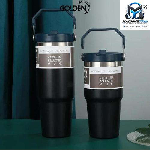 Tumbler Tyeso Handle Vacuum Insulated 890ml SUS 304 dengan Sedotan & Pegangan Tahan Lama Anti Tumpah