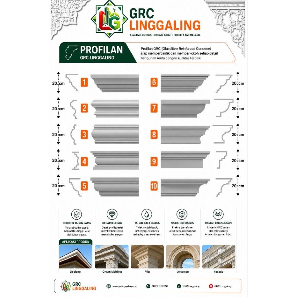 Lisplang GRc /Lisplang beton/Lisplank 20 cm panjang 50 cm