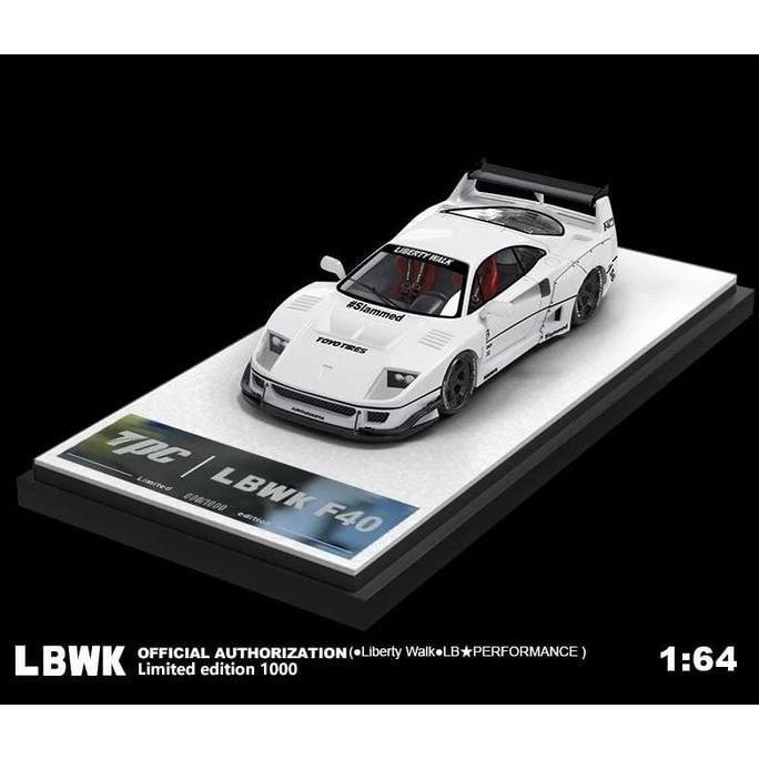 TPC 1/64 LBWK Ferrari F40 White Diecast