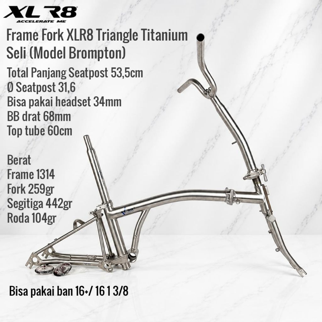 Frame Fork XLR8 Triangle Titanium Seli 16" 1 3/8