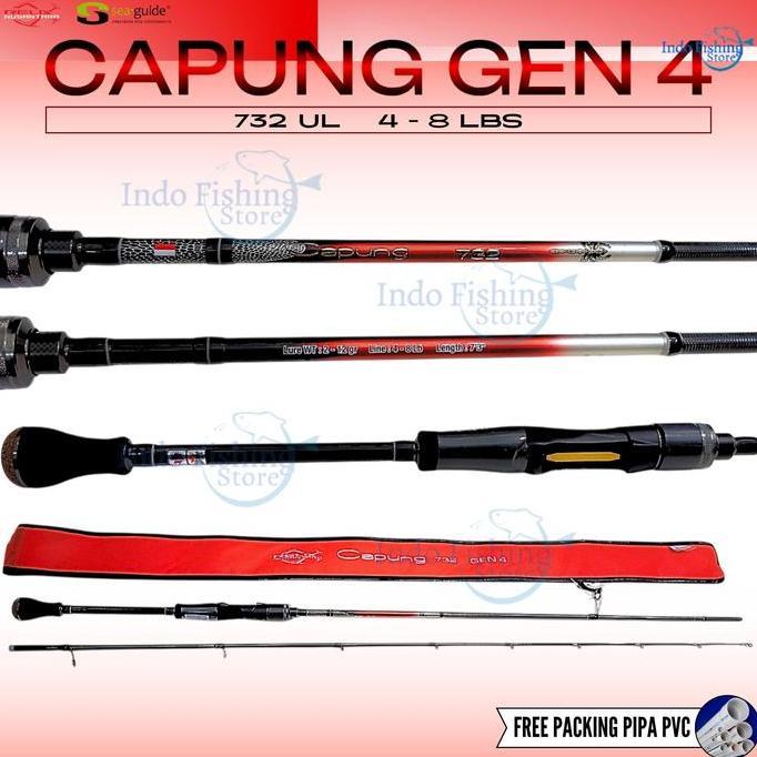 BEBAS ONGKIR - Joran Capung Spiderman 732 4-8lb GEN 4  Relix Nusantara 2 piece warna merah SP BC Fre