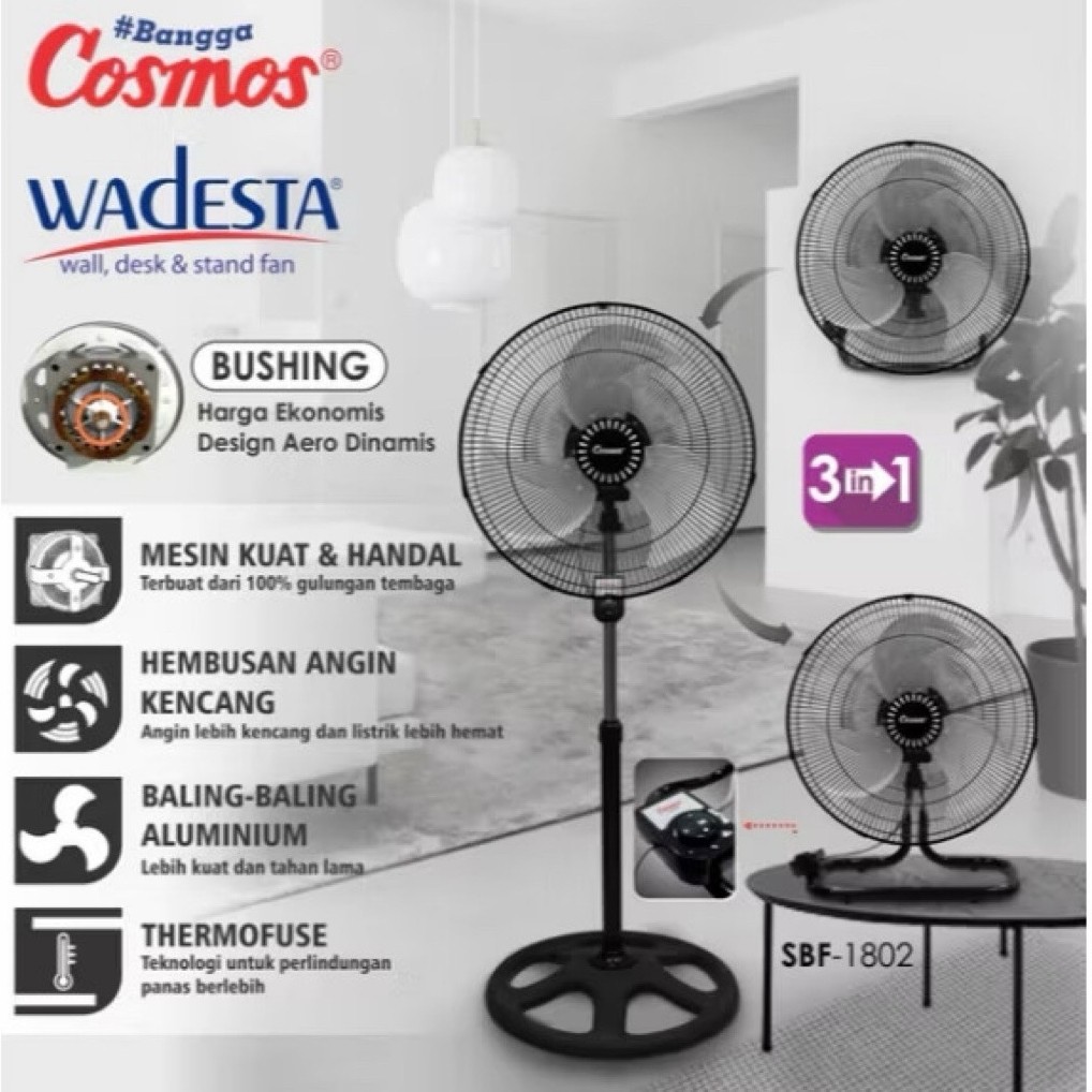 Cosmos Wadesta Stand Fan 18 inch 3 in1 SBF 1802 /SBF1802/ 16-S033