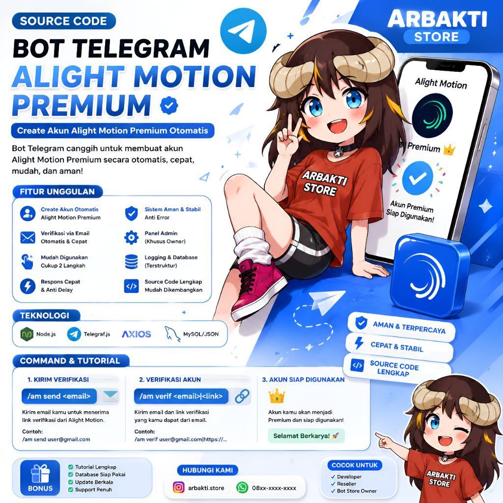 Source Code Bot Telegram Alight Motion Premium | Bot Create Akun Otomatis Node.js