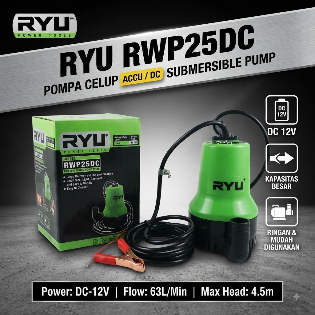 Pompa celup RYU DC 12 VOLT ACCU berkualitas