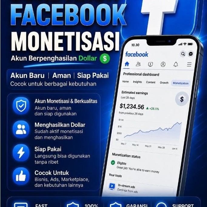 AKUN FACEBOOK MONETISASI SIAP PAKAI
