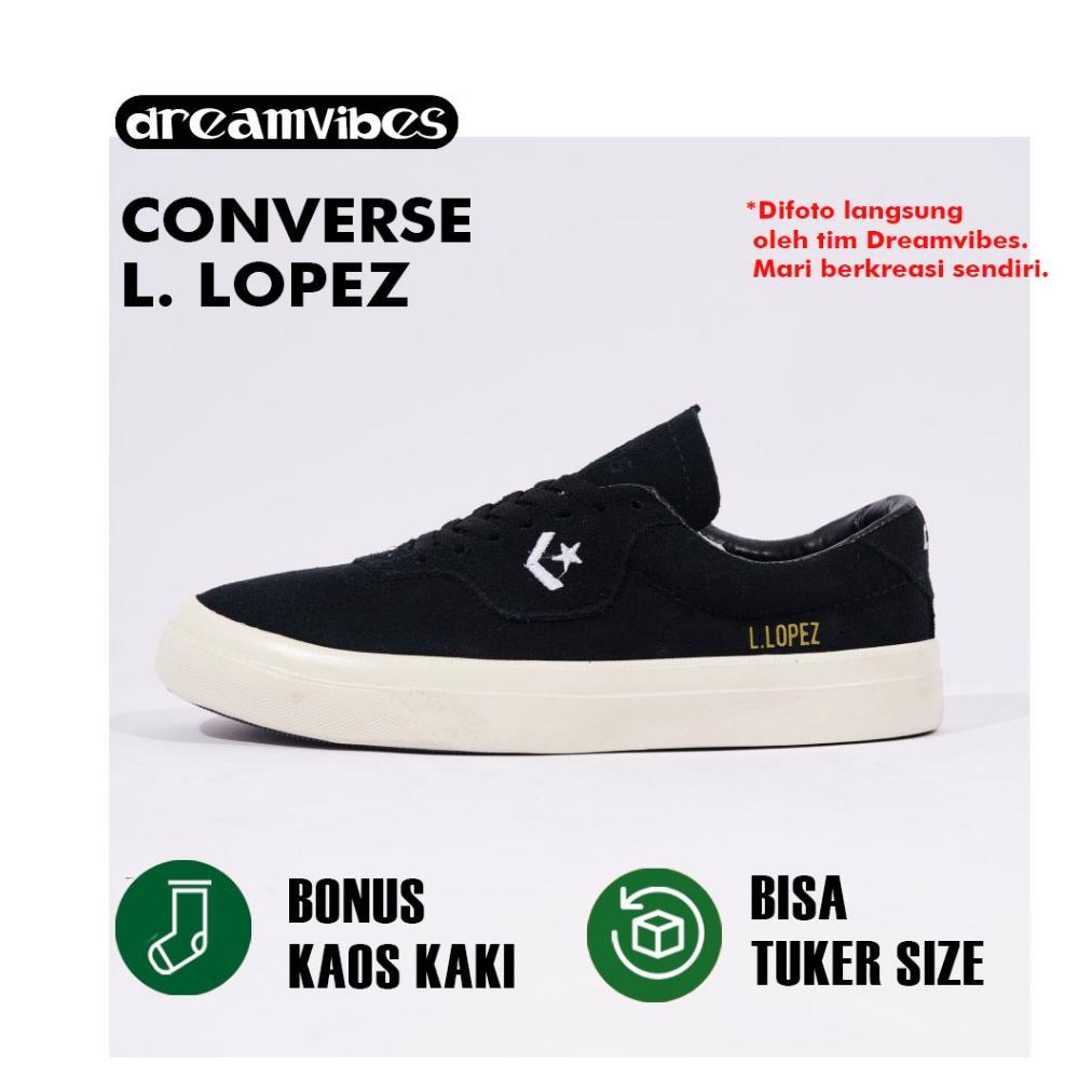 original sepatu converse sneakers converse one star player ox black white j. lopez hitam putih