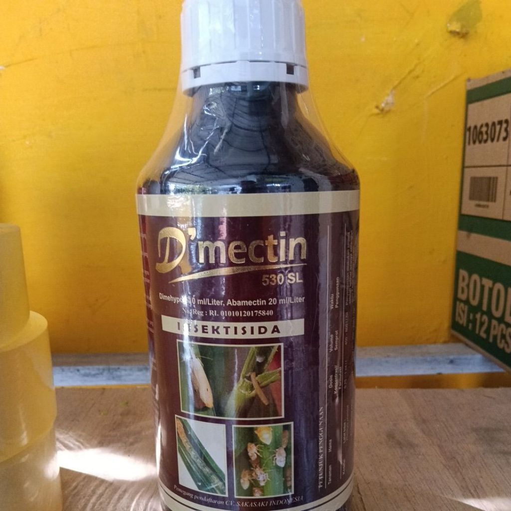 insektisida dmectin kemasan 1L bahan abamektin dan dimehipo ampuh atasi ulat dan hama kutu dll
