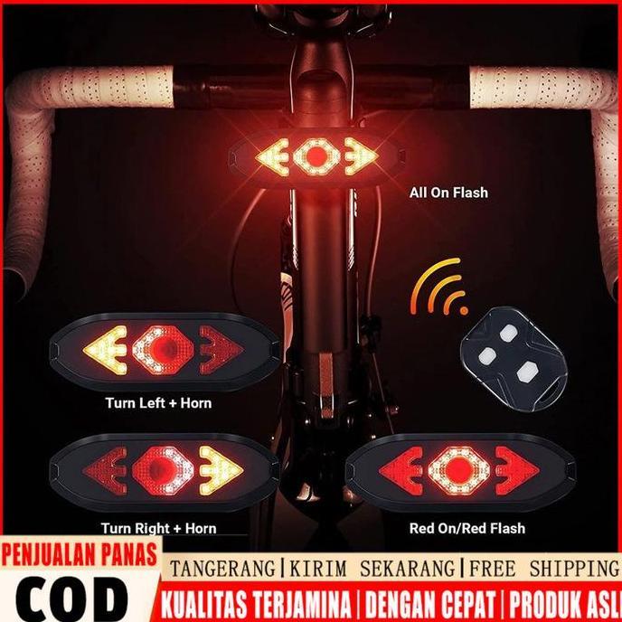 Lampu Belakang Sepeda LED USB Rechargeable Wireless Remote Sein Sepeda Pintar MTB Road Bike Lipat Sm