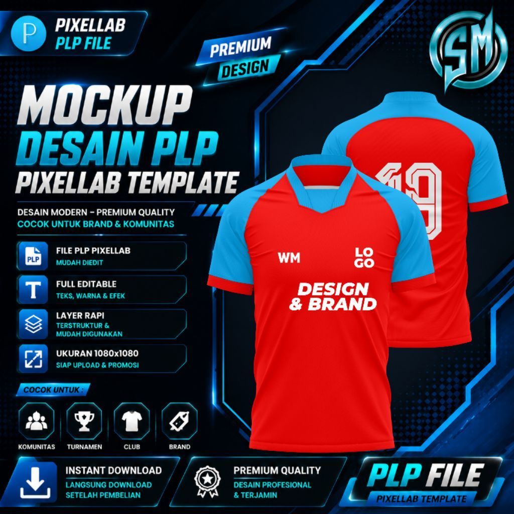 Mockup Jersey Kerah V-Neck - File Pixellab