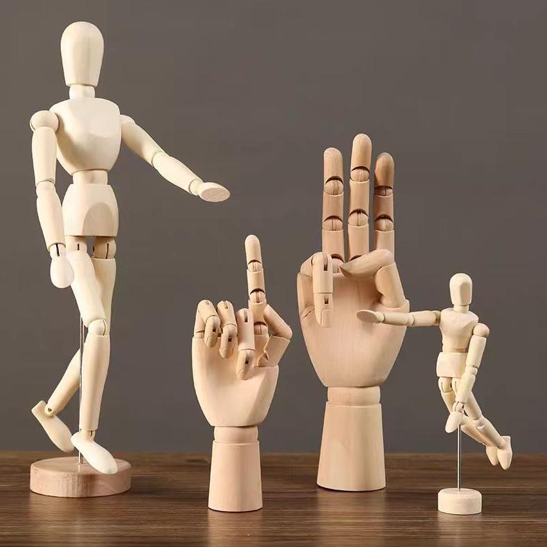 Manekin Kayu Manekin Tangan Pajangan Action Figure Hiasan Meja Patung Manekin Sketsa