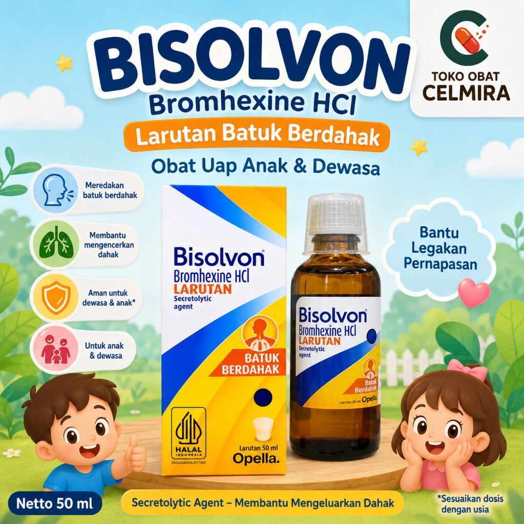 Bisolvon Solution 50ml - Cairan Untuk Nebulizer / Alat Uap Batuk Berdahak