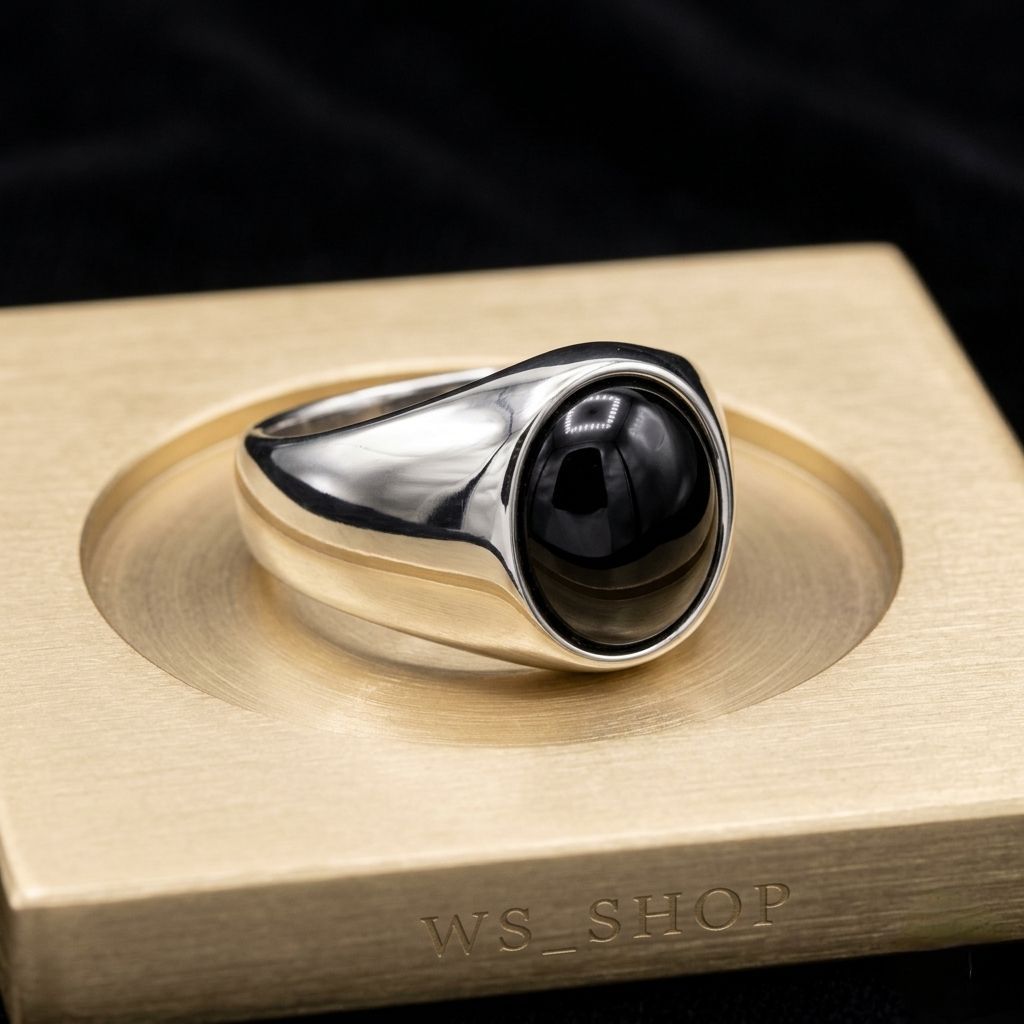 Cincin Pria Black Onyx Super keren Model Oval