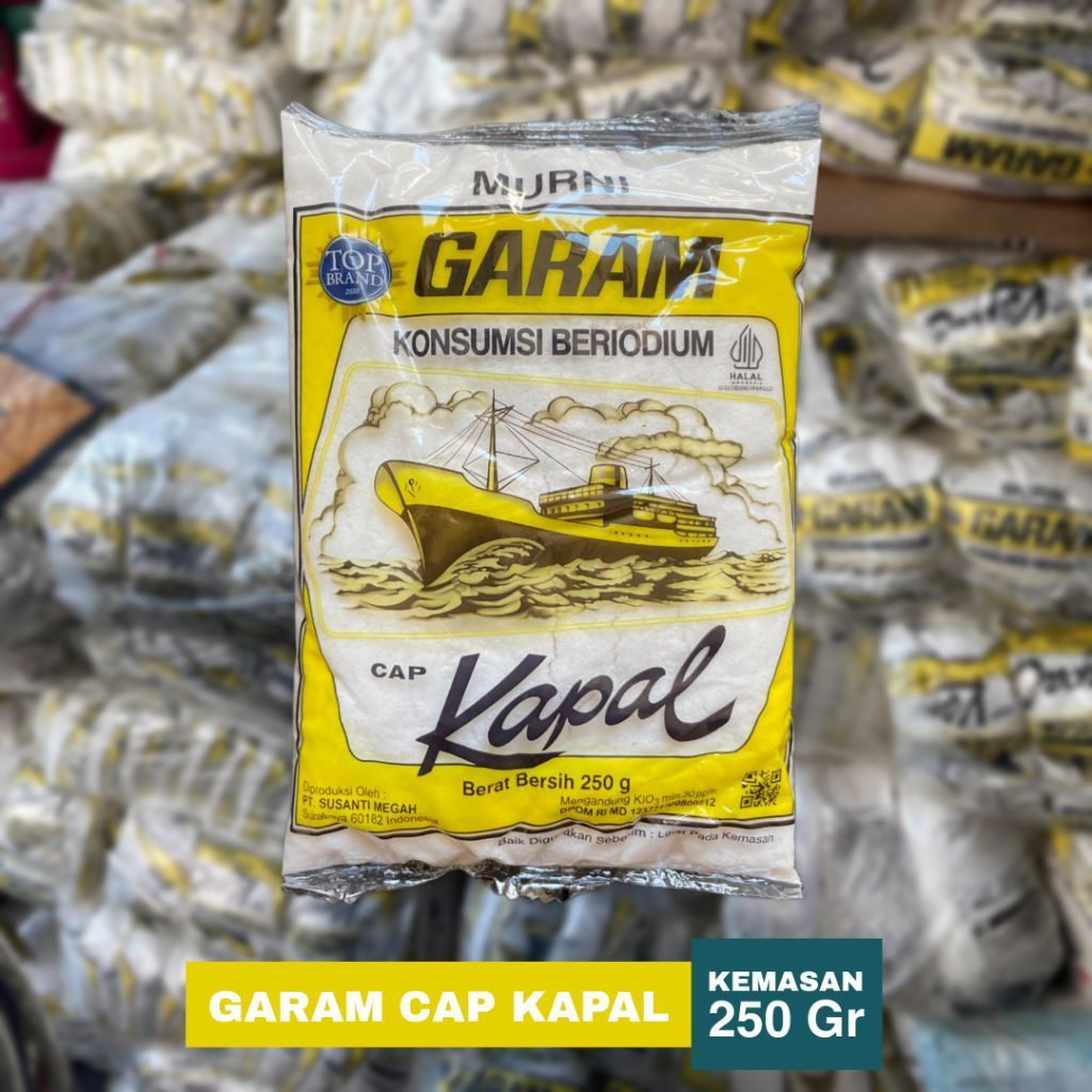 Garam dapur 250gr - Garam Beryodium Cap Kapal 250g - Garam Dapur Beryodium Praktis untuk Memasak