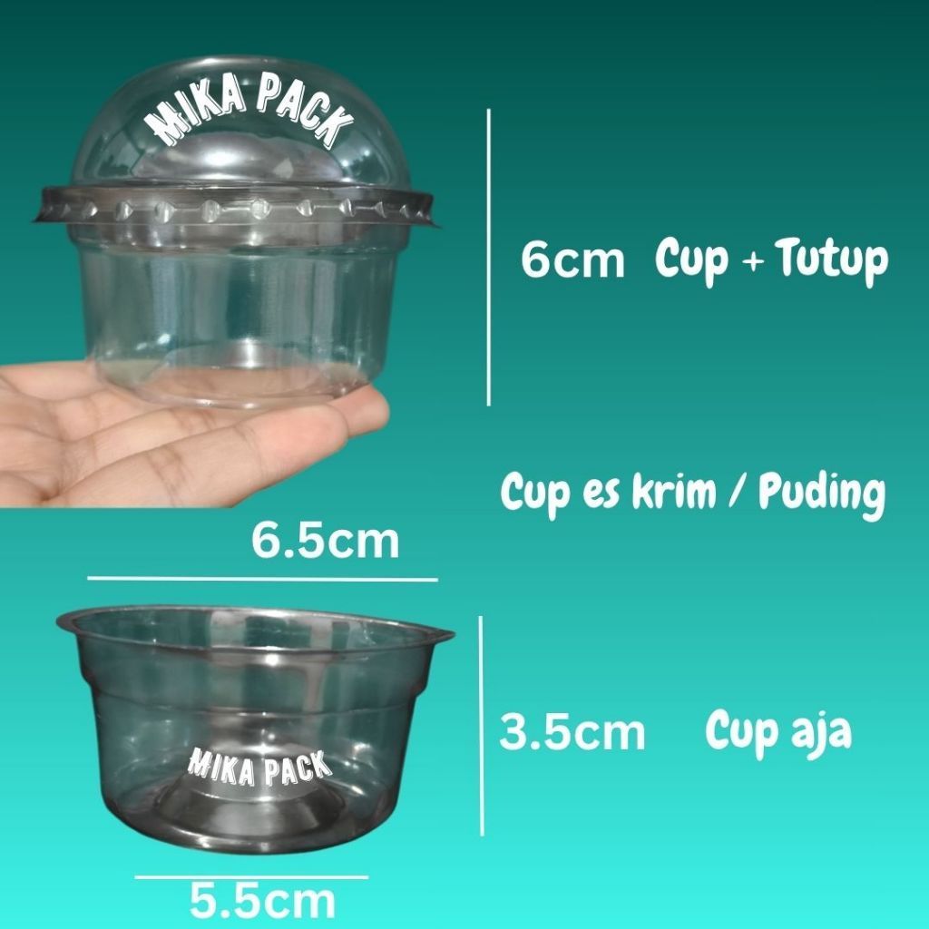 Cup Eskrim 120ml (50pcs+tutup) Cup Jelly Mini