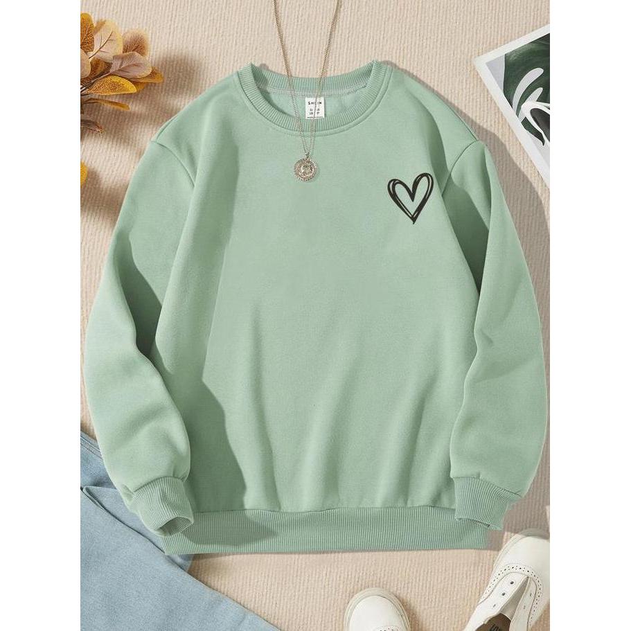 Wearwear- Neocloth Sweater Love Nita Crewneck Oblonng Basic Remaja Desa Cewe Flecce Hitam Coksu Mint