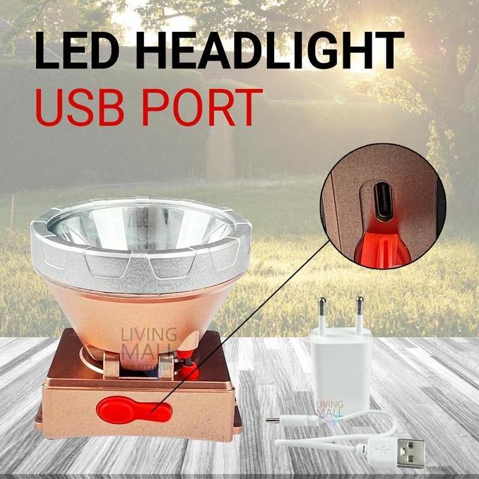 HIKAUN Senter Kepala Headlight LED / Senter Kepala Travel / Senter Kepala Charger HSK-9380 LED Putih