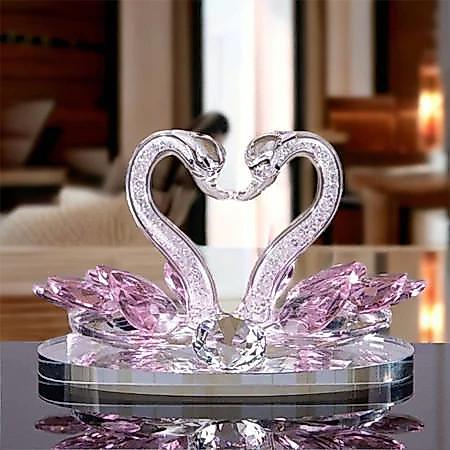 Pajangan Angsa Couple/Hiasan Angsa Kristal Sepasang Angsa Kristal Hadiah Pacar