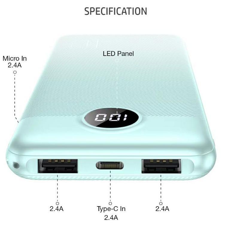New Powerbank Mofit M18 10.000Mah Lcd + Fast Charge Real Capacity