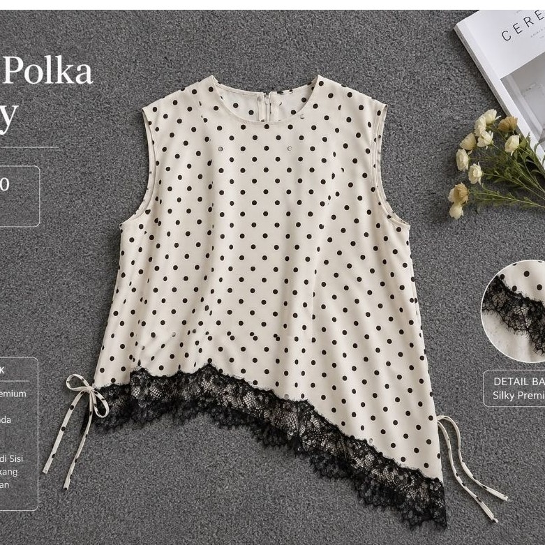 Eila polka silky - bahan silky tebal