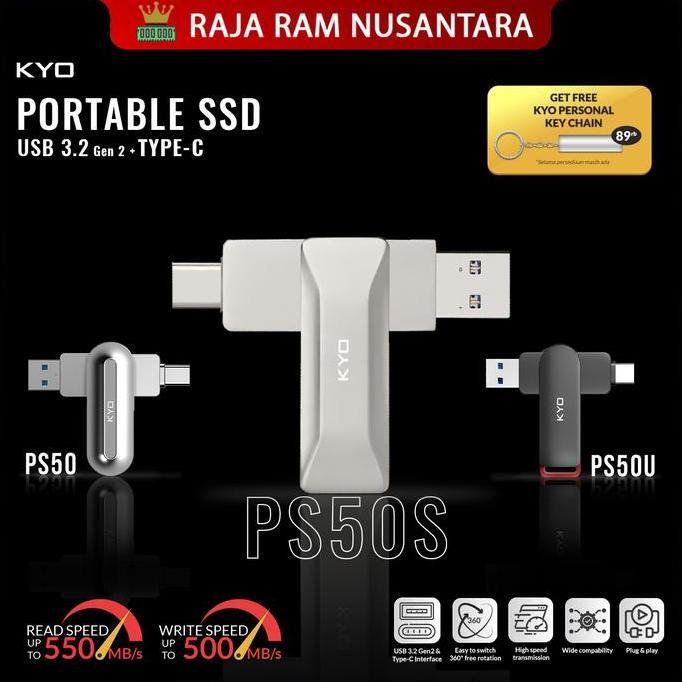 NEW KYO PS50 PS50U PS50S 1TB Portable SSD USB 3.2 TYPE C External SSD Eksternal USSD
