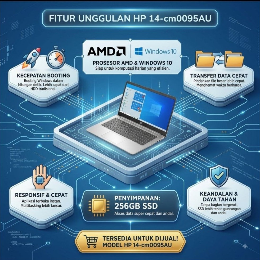 Laptop Second Hp CM0095AU SSD 256 RAM 4