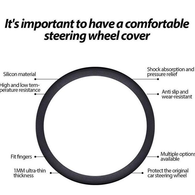 Promo Sarung StirCover Stir Mobil Universal Bahan Silicon Sarung Stir  Mobil Silikon 30-40cm 38cm 40