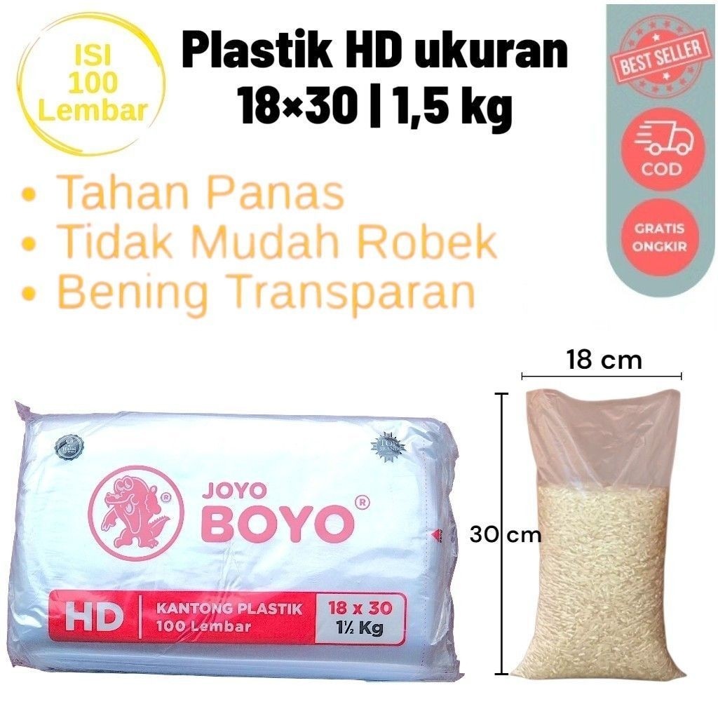 Kantong Plastik HD/Plastik Joyo Boyo 1,5 kg (18x30) Tahan Panas