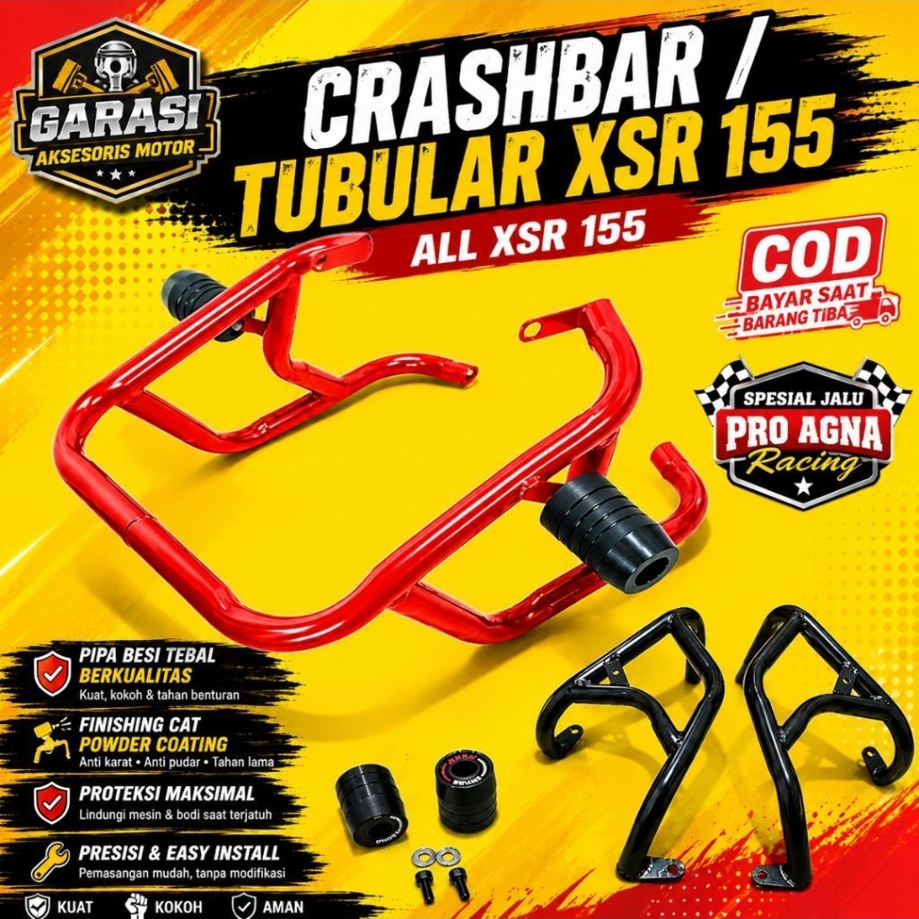 CRASHBAR TUBULAR XSR 155 TUBULAR CRASHBAR XSR 155 CRASHBAR YAMAHA XSR 155 + JALU PRO AGNA RACING