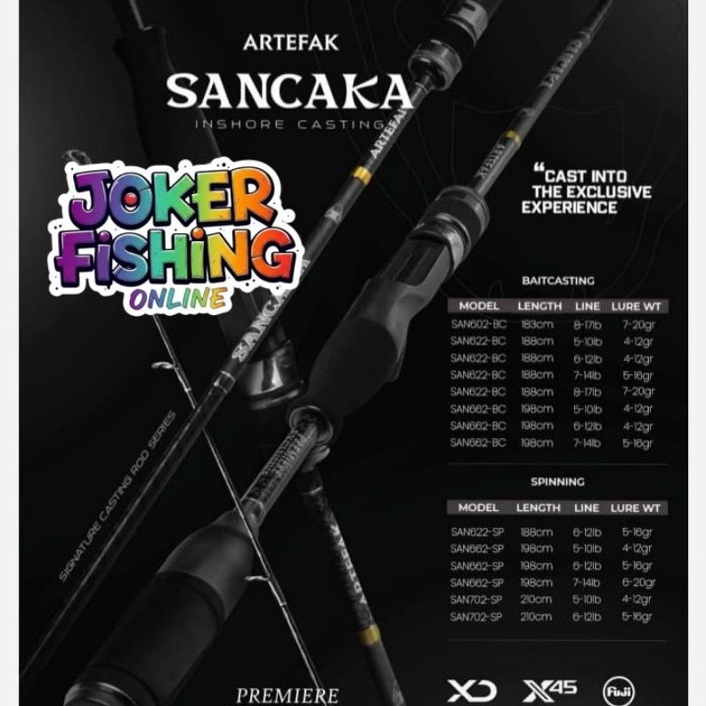JORAN ARTEFAK SANCAKA (180/190/198/210CM) - SPIN DAN BAITCASTING BC RING FUJI