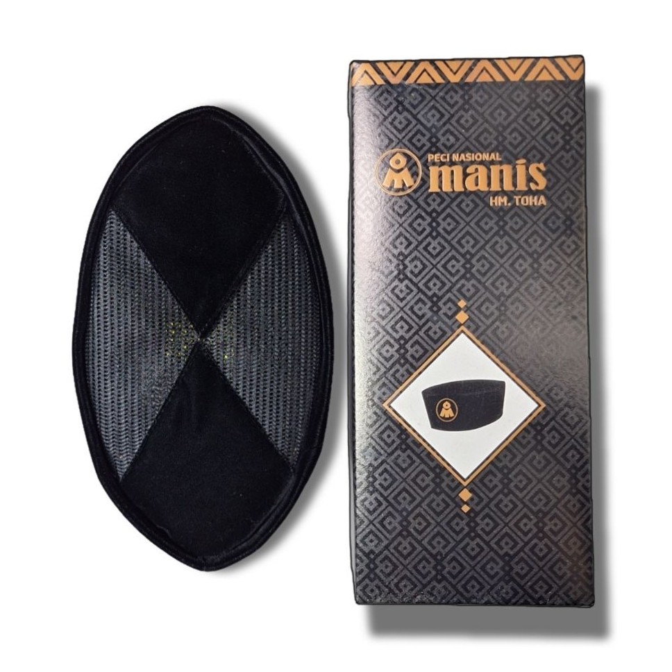 Manis AC Silang Peci Songkok Hitam Motif Polos ASI Kopiah Nasional Tanpa Kertas